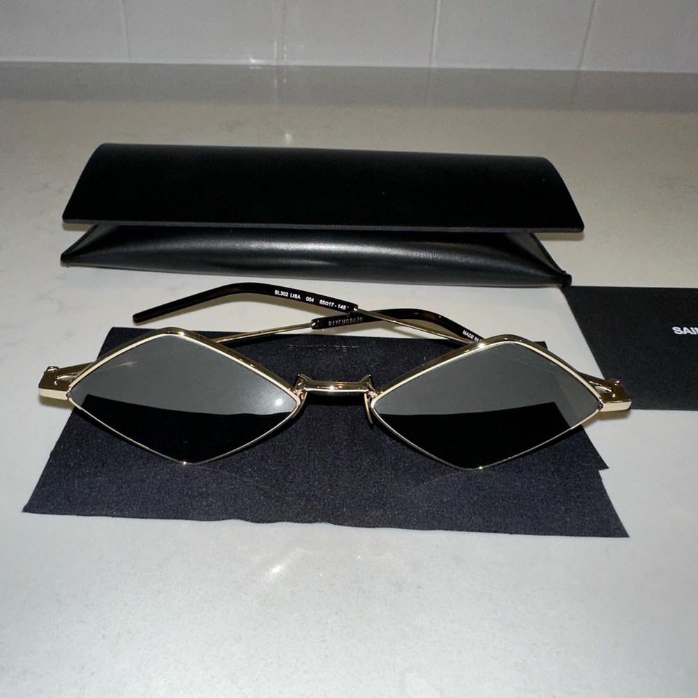 Saint Laurent Lisa Diamond-frame sunglasses.